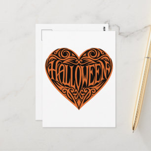 Halloween Hart, Oranje Hart, Feestdag Briefkaart