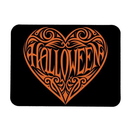 Halloween Hart, Oranje Hart, Feestdag Magneet (Horizontaal)