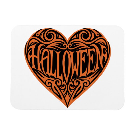 Halloween Hart, Oranje Hart, Feestdag Magneet (Horizontaal)
