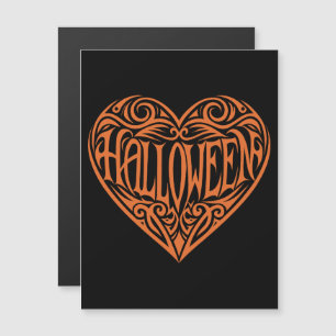 Halloween Hart, Oranje Hart, Feestdag Magnetische Uitnodiging