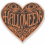 Halloween Hart, Oranje Hart, Feestdag Sticker (Voorkant)