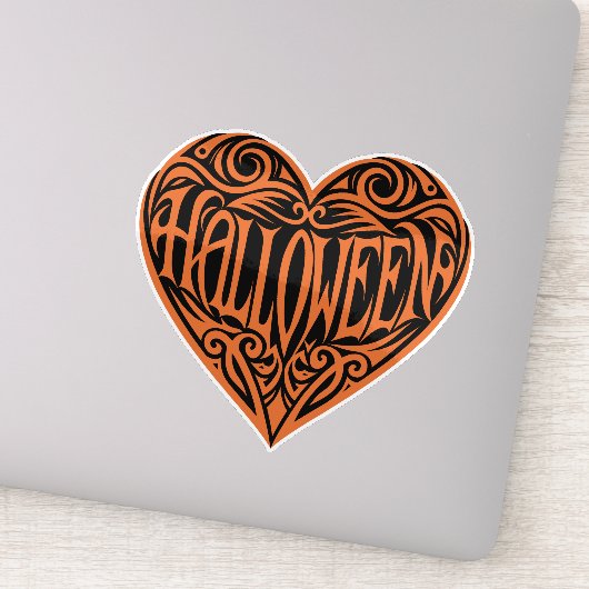 Halloween Hart, Oranje Hart, Feestdag Sticker (Detail)