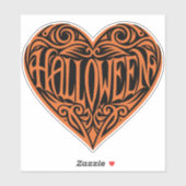 Halloween Hart, Oranje Hart, Feestdag Sticker (Vel)