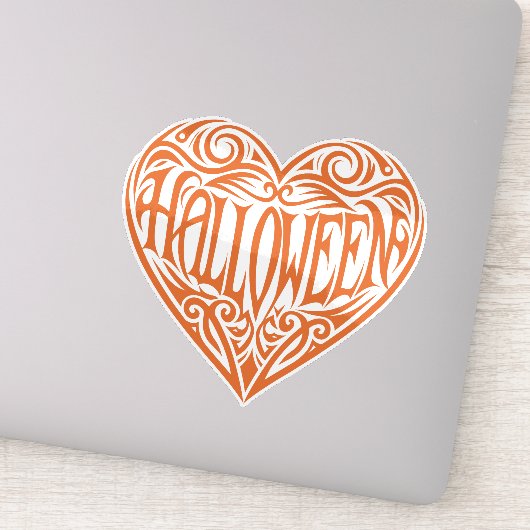 Halloween Hart, Oranje Hart, Feestdag Sticker (Detail)