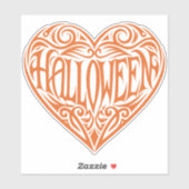Halloween Hart, Oranje Hart, Feestdag Sticker (Vel)