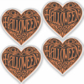 Halloween Hart, Oranje Hart, Feestdag Sticker (Voorkant)