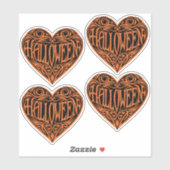 Halloween Hart, Oranje Hart, Feestdag Sticker (Vel)