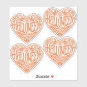 Halloween Hart, Oranje Hart, Feestdag Sticker (Vel)