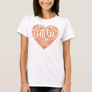 Halloween Hart, Oranje Hart, Feestdag T-shirt