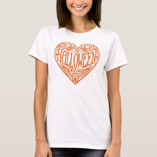 Halloween Hart, Oranje Hart, Feestdag T-shirt (Voorkant)