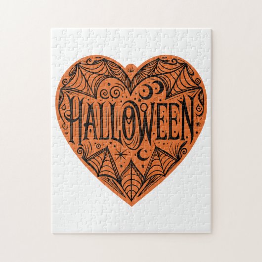 Halloween Hart, Oranje Hart Vorm, Feestdag Legpuzzel (Verticaal)