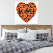 Halloween Hart, Oranje Hartvorm, Feestdag Canvas Afdruk (Insitu (Slaapkamer))
