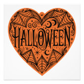 Halloween Hart, Oranje Hartvorm, Feestdag Foto Afdruk (Voorkant)