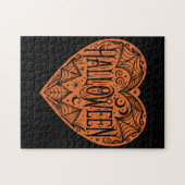 Halloween Hart, Oranje Hartvorm, Feestdag Legpuzzel (Horizontaal)