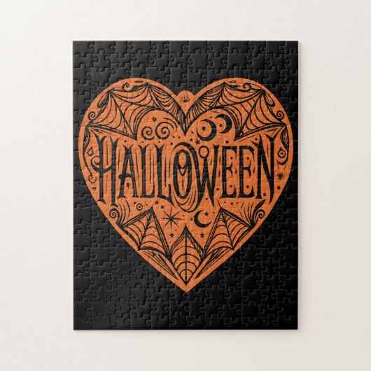 Halloween Hart, Oranje Hartvorm, Feestdag Legpuzzel (Verticaal)