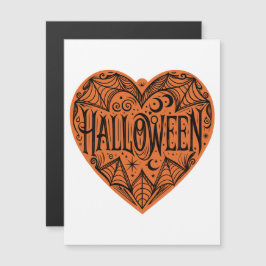 Halloween Hart, Oranje Hartvorm, Feestdag Magnetische Uitnodiging