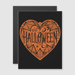 Halloween Hart, Oranje Hartvorm, Feestdag Magnetische Uitnodiging