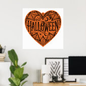 Halloween Hart, Oranje Hartvorm, Feestdag Poster (Thuiskantoor)