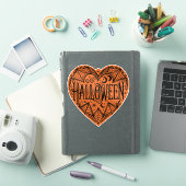 Halloween Hart, Oranje Hartvorm, Feestdag Sticker (iPad Cover)