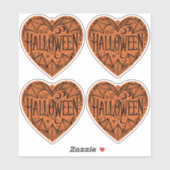 Halloween Hart, Oranje Hartvorm, Feestdag Sticker (Vel)