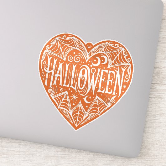 Halloween Hart, Oranje Hartvorm, Feestdag Sticker (Detail)
