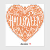 Halloween Hart, Oranje Hartvorm, Feestdag Sticker (Vel)