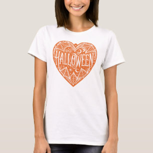 Halloween Hart, Oranje Hartvorm, Feestdag T-shirt