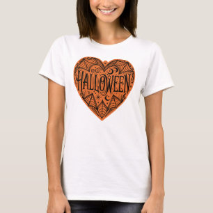 Halloween Hart, Oranje Hartvorm, Feestdag T-shirt