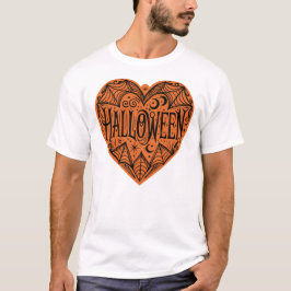 Halloween Hart, Oranje Hartvorm, Feestdag T-shirt