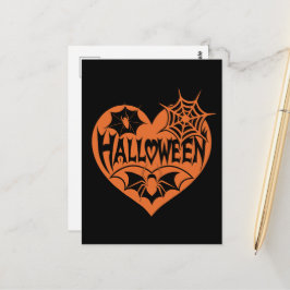 Halloween Hart, Oranje Hartvorm, Spinnenweb Briefkaart