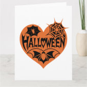 Halloween Hart, Oranje Hartvorm, Spinnenweb Kaart (Voorkant)
