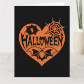 Halloween Hart, Oranje Hartvorm, Spinnenweb Kaart (Voorkant)