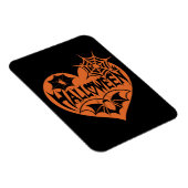 Halloween Hart, Oranje Hartvorm, Spinnenweb Magneet (Rechterzijde)