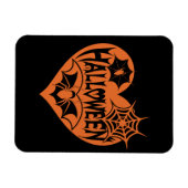 Halloween Hart, Oranje Hartvorm, Spinnenweb Magneet (Horizontaal)