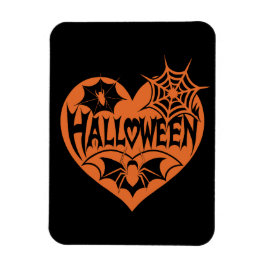 Halloween Hart, Oranje Hartvorm, Spinnenweb Magneet