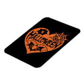 Halloween Hart, Oranje Hartvorm, Spinnenweb Magneet (Linkerzijde)