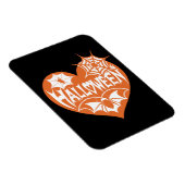 Halloween Hart, Oranje Hartvorm, Spinnenweb Magneet (Rechterzijde)