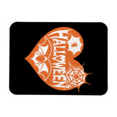 Halloween Hart, Oranje Hartvorm, Spinnenweb Magneet (Horizontaal)