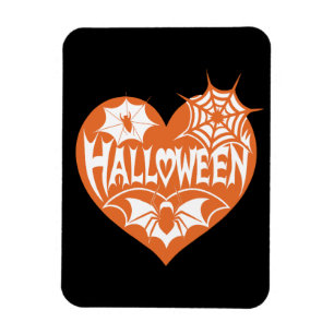 Halloween Hart, Oranje Hartvorm, Spinnenweb Magneet