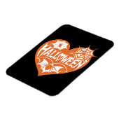 Halloween Hart, Oranje Hartvorm, Spinnenweb Magneet (Linkerzijde)