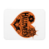 Halloween Hart, Oranje Hartvorm, Spinnenweb Magneet (Horizontaal)