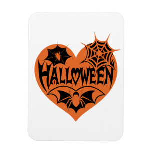 Halloween Hart, Oranje Hartvorm, Spinnenweb Magneet