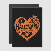 Halloween Hart, Oranje Hartvorm, Spinnenweb Magnetische Uitnodiging (Voorkant / Achterkant)