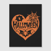 Halloween Hart, Oranje Hartvorm, Spinnenweb Magnetische Uitnodiging (Voorkant)