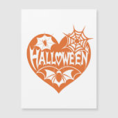 Halloween Hart, Oranje Hartvorm, Spinnenweb Magnetische Uitnodiging (Voorkant)