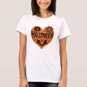 Halloween Hart, Oranje Hartvorm, Spinnenweb T-shirt