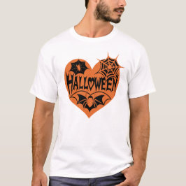 Halloween Hart, Oranje Hartvorm, Spinnenweb T-shirt