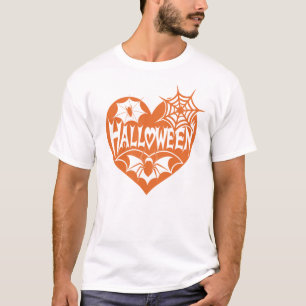 Halloween Hart, Oranje Hartvorm, Spinnenweb T-shirt
