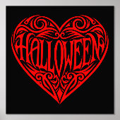 Halloween Hart, Rode Hart, Feestdag Folie Afdrukken (Voorkant)