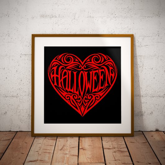 Halloween Hart, Rode Hart, Feestdag Folie Afdrukken